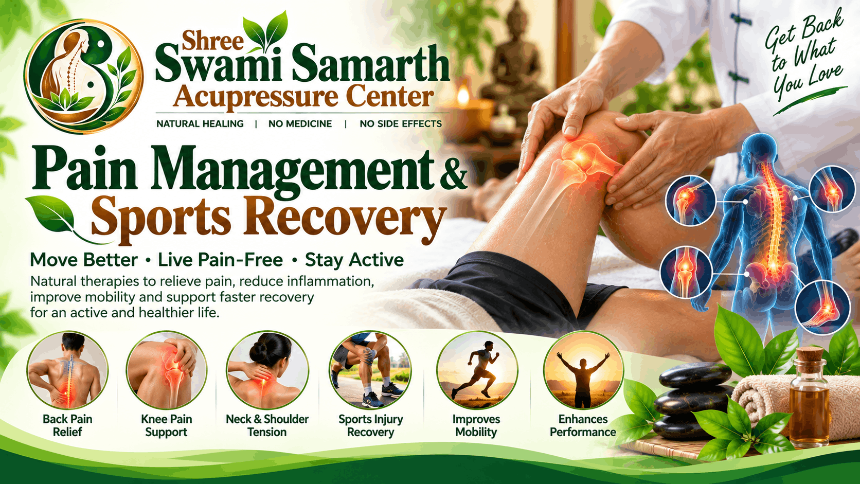Pain Management & Sports Recovery treatment at Shree Swami Samarth Acupressure Center in Mumbai